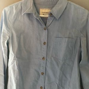F21 Chambray Long Sleeve Button Down